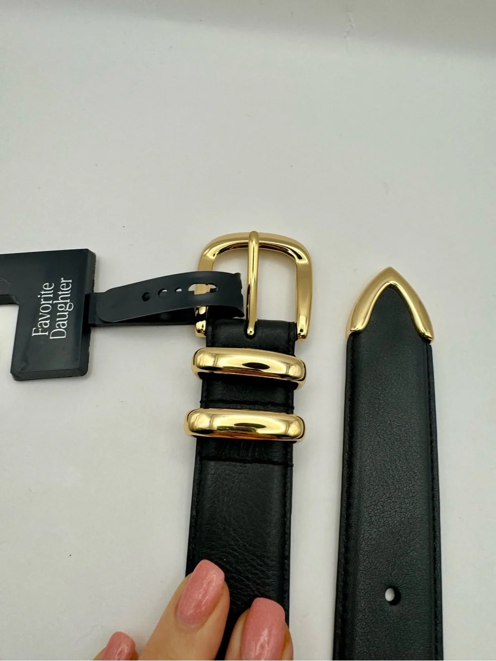 Favorite Daughter The Jordon Belt - Black with Gold Tone Hardware - Large